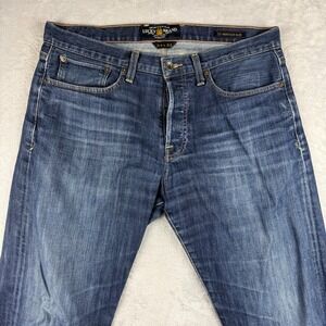 Lucky Brand Jeans Men's 34x32 Blue 121 Slim Straight Stretch Dark Wash Denim